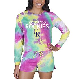 Concepts Sport MLB Velodrome Ladies LS Top and Short Set - Rockies 