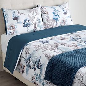 Concierge Collection Cotton 4-Piece Comforter & Throw Bundle