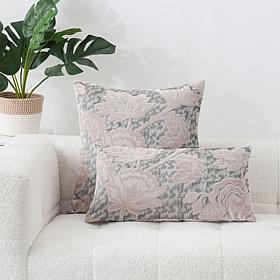 Concierge Collection Set of 2 Velvet Jacquard Decorative Pillows 