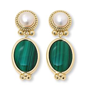 Connie Craig Carroll Jewelry Beth Cultured Pearl and Gemstone Earrings