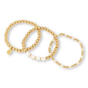 Connie Craig Carroll Jewelry Gem Bead Stretch Bracelet 3-piece Set
