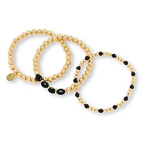 Connie Craig Carroll Jewelry Gem Bead Stretch Bracelet 3-piece Set