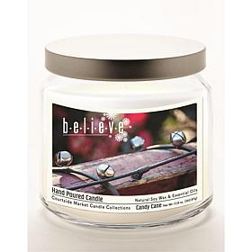 Courtside Maraket Believe Wax Candle in Glass Jar with Silver Lid