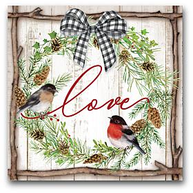 Courtside Market Canvas Wall Art - Love Pinecone Wreath, 16" X 16"