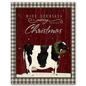 Courtside Market Cow Christmas Farm 24x36 Canvas Wall Art