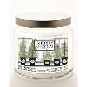 Courtside Market Merry Christmas Wax Candle with Brushed Silver Lid