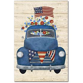 Courtside Market Patriotic Blue Truck Canvas Wall Art - 18" x 26" 