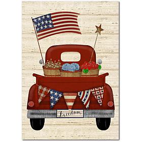 Courtside Market Patriotic Red Truck Canvas Wall Art - 18" x 26"