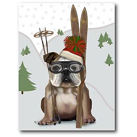 Courtside Market Skiing Bulldog 20x24 Canvas Wall Art