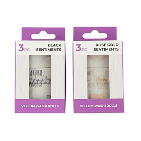 Crafter's Companion Black & Rose Gold Vellum Sentiment Tapes -Set of 6