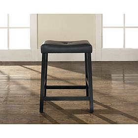 Crosley Furniture Upholstered Saddle Seat 2pc 24" Bar Stool Set-Black