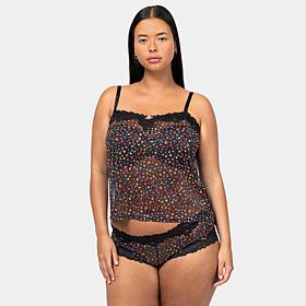 Curvy Couture Sheer Mesh Cami and Cheeky Panty 2-Piece Lingerie Set