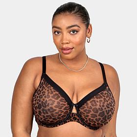 Curvy Couture Sheer Mesh Full Coverage Unlined Underwire Bra