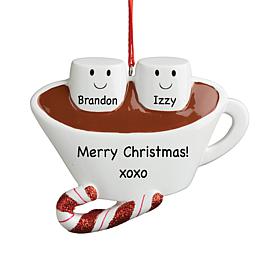 Custom Personalization Two Marshmallow & Hot Chocolate Ornament