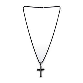 Dante Goldtone Stainless Steel Men's Double Finish Cross Necklace