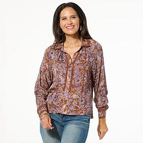 Democracy Button-Front Crochet Inset Shirt