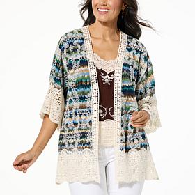 Democracy Embroidered Crochet-Trim Topper