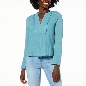 Democracy Mixed Media Long Sleeve Top