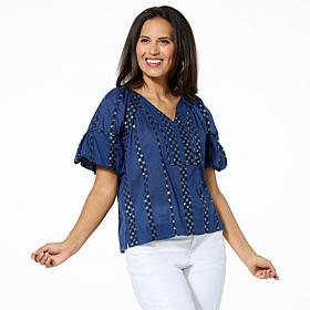 Democracy Woven Bubble-Sleeve Top
