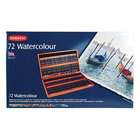 DERWENT 72-piece Watercolor Pencil Set with Hardwood Box