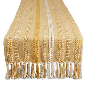 Design Imports 15" x 108" Braided Stripe Fringed Table Runner