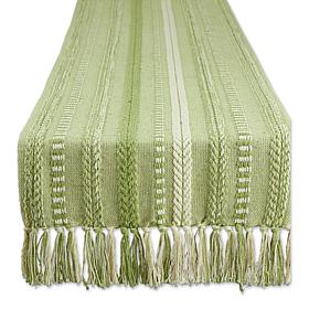 Design Imports 15" x 108" Braided Stripe Fringed Table Runner
