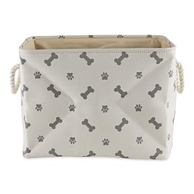 Design Imports Polyester Rectangle Pet Bin Paws & Bones Large