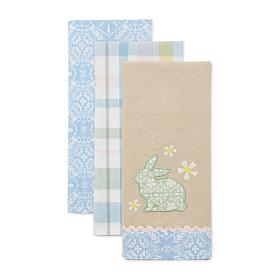 Design Imports Set of 3 Assorted Garden Bunny Kitchen Towels