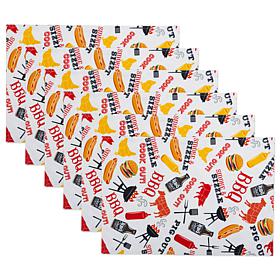 Design Imports Set of 6 BBQ Fun Print Outdoor Placemats