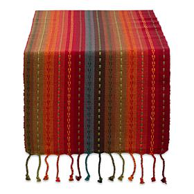 Design Imports Tonal Stripe with Fringe Table Runner - 14" x 72"