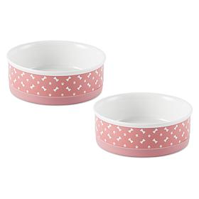 Design Imports Tossed Bone and Paw Print Ceramic Bowl Set of 2 - Med