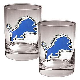 Detroit Lions 2pc Rocks Glass Set