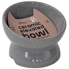 DexyPaws Iridescent Elevated Ceramic Cat Bowl - Grey 7oz