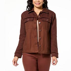 DG2 by Diane Gilman Boucle and Twill Combo Jacket