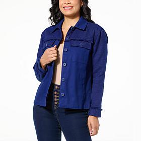 DG2 by Diane Gilman Boucle and Twill Combo Jacket