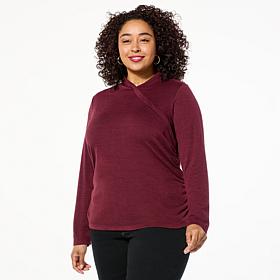 DG2 by Diane Gilman Brushed Knit Crisscross Mock Neck Top