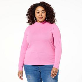 DG2 by
Diane Gilman Brushed Sweater Knit Keyhole Back Mock-Neck Top