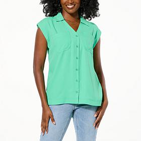 DG2 by Diane Gilman CDC Sleeveless Button Down Top