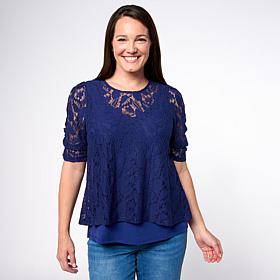 DG2 by
Diane Gilman Corded Lace Puff Sleeve Easy Top