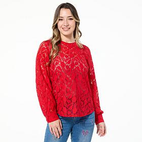 DG2 by Diane Gilman Corded Lace Shirttail Blouse