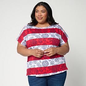 DG2 by Diane Gilman Cotton Modal Slub-Printed Dolman Tee
