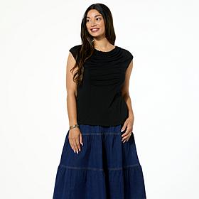 DG2 by Diane Gilman Cowl Ruched Sleeveless Top