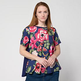 DG2 by Diane Gilman Crepe De Chine Flared Sleeve Printed Top