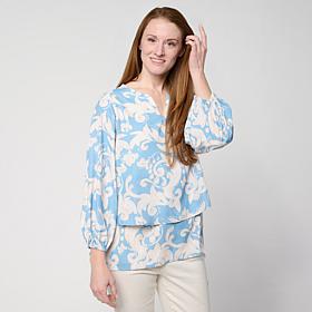 DG2 by Diane Gilman Crepe De Chine Lantern Sleeve Easy Top