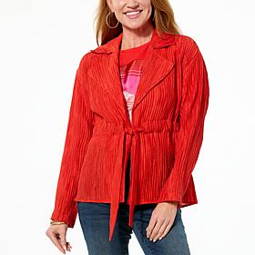 DG2 by Diane Gilman Crinkled Crepe Drawstring Waist Blazer