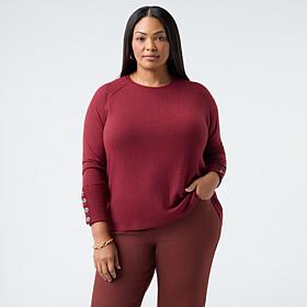 DG2 by Diane Gilman Cuffed Raglan Sleeve Top