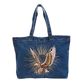 DG2 by Diane Gilman Embroidered Denim Tote Bag