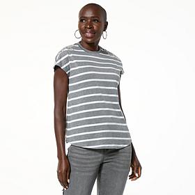 DG2 by Diane Gilman Embroidered Striped Knit Tee
