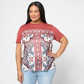 DG2 by Diane Gilman Everyday Jersey Knit Scarf Print Top