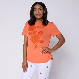 DG2 by Diane Gilman Everyday Jersey Soutashe Embellished Tee